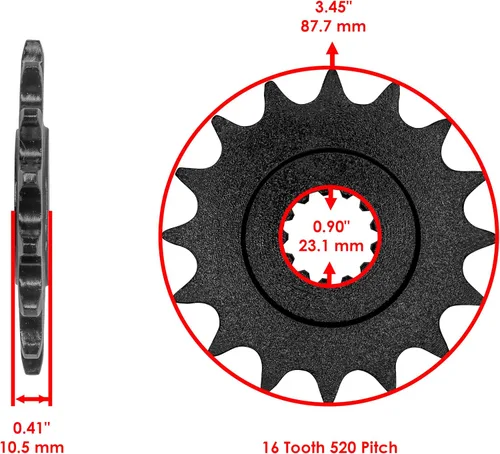 Vista 2 de Caltric Kit de piñón delantero y trasero compatible con Yamaha Fz-6 Fz6 2009 / Fz-6R Fz6R 2009-2016