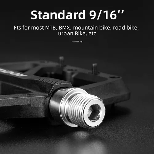 Vista 5 de ROCKBROS Pedales de bicicleta de montaña Pedales MTB Pedales ligeros de nailon compuesto Pedales planos de bicicleta 9/16 "DU Bearing Bike Pedales