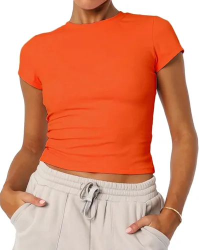 Vista 7 de Camisetas básicas de manga corta con cuello redondo para mujer de verano Y2K, lindas para salir, camisetas estilo bebé