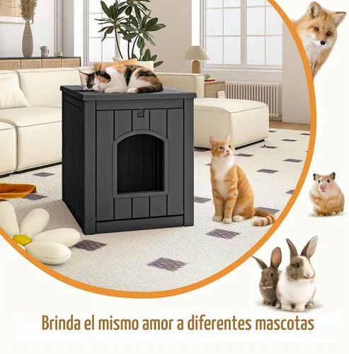 Vista 4 de VIXZEN Casa para gatos al aire libre resistente a la intemperie, diseño de mesa auxiliar multifuncional, casas para gatos con garra para gatos al
