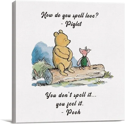 Vista 20 de Arte de pared clásico con cita de Winnie the Pooh, retro, Any Day Spent With You is My Favorite Day Sayings, lienzo, cuadros enmarcados, letrero