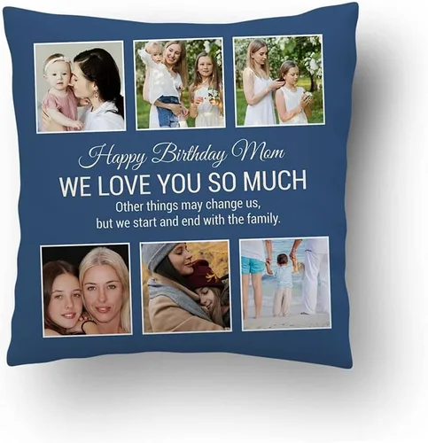 Vista 22 de Almohada fotográfica personalizada. Personalizada con imágenes para cumpleaños, aniversario y Navidad. (inserto + funda)
