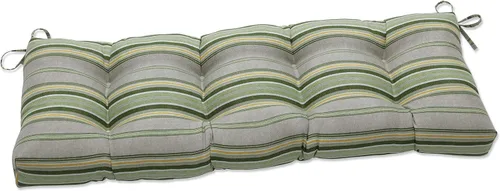 Vista 29 de Pillow Perfect - Cojín capitoné a rayas, resistente a la intemperie y la decoloración, para sofá de mimbre/columpio de exterior, bordes cuadrados