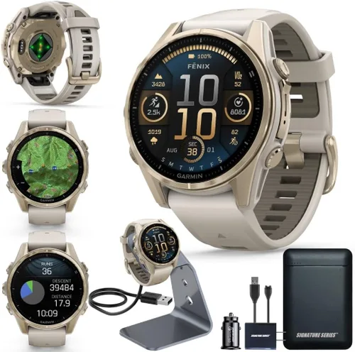 Vista 14 de Garmin Fenix 8 Premium - Reloj inteligente multideporte GPS para correr, 43 mm AMOLED, clasificado para buceo, linterna incorporada Titanio DLC