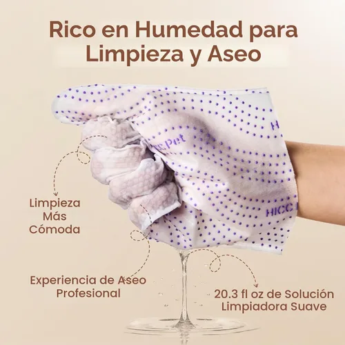Vista 3 de HICC PET - Toallitas de limpieza para guantes profesionales para perros y gatos, 6 piezas de aroma a coco.