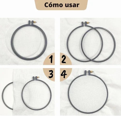 Vista 4 de Aro de bordado de plástico de Maker Susan, Serie Hello, aros de punto de cruz para principiantes, aro para punzón con aguja, marcos de bordado