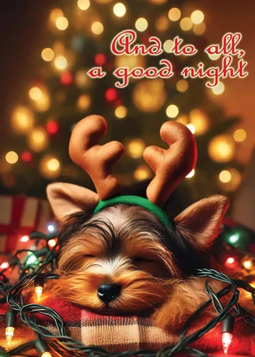 Vista 28 de Glory To Dog And To All A Good Night Sleepy Beagle Puppy - Juego de 12 tarjetas y sobres de Navidad