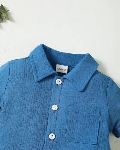 Vista 4 de Yhnslsf Ropa de verano para bebé, conjunto de pantalones cortos, camisa de manga corta para niños pequeños