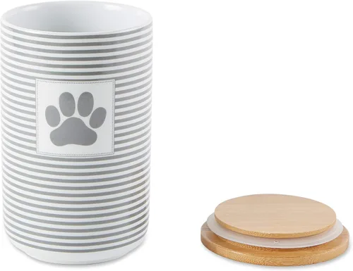 Vista 2 de Bone Dry Paw & Patch - Colección de mascotas de cerámica, recipiente para golosinas, 4 x 6.5, gris