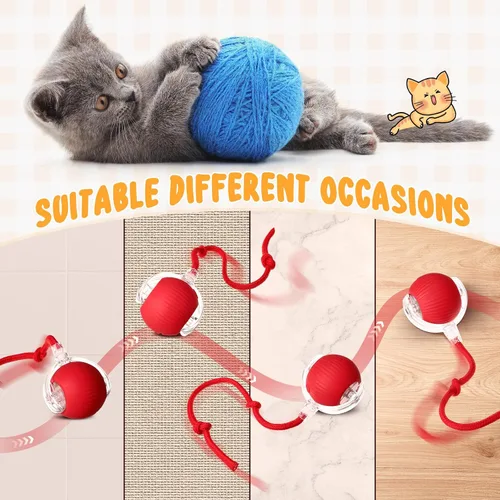 Vista 6 de WinnerWhy Paquete de 6 bolas interactivas para gatos de 360° automáticas, nuevas bolas interactivas recargables regalos para amantes de los gatos