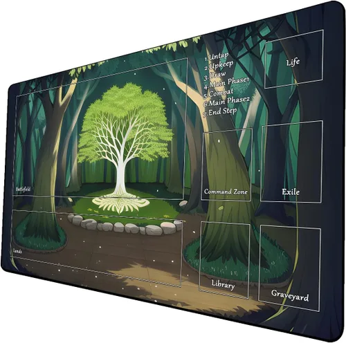 Vista 15 de Tapete de juego de cartas coleccionables AI Painting – Tapete de juego MTG con zonas, 24 x 14 pulgadas, tapete de juego MTG de alta calidad – El
