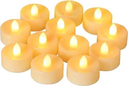Vista 9 de CANDLE CHOICE Velas de té sin llama que funcionan con pilas, velas LED parpadeantes brillantes para centros de mesa de boda, Halloween, Acción