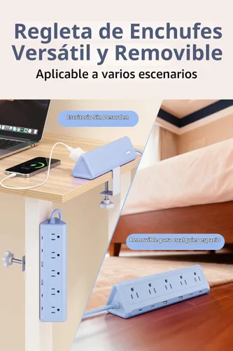 Vista 6 de AnnTane Regleta de alimentación con abrazadera de escritorio USBC, carga Azul