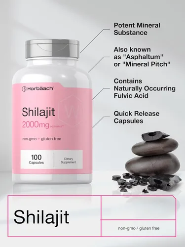 Vista 4 de Horbaach Shilajit para mujer 100 cápsulas Suplemento sin OMG, sin gluten