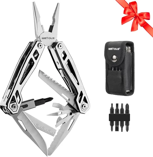 Vista 10 de Regalos de Navidad para hombres, papá, WETOLS 21-en-1 multiherramientas con cuchillo de bolsillo, alicates autoblocantes de acero inoxidable con 8