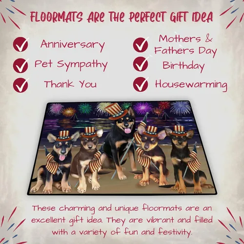 Vista 7 de Doggie of the Day Australian Kelpies Dogs Floor Mat - 4th of July Independence Day - Best Dog Doormat - Protector Decor - Unique Portrait Art