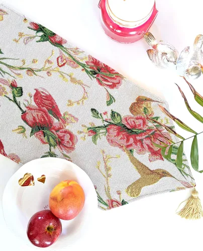 Vista 10 de Tache Home Fashion 6250TR - Camino de mesa festivo con diseño floral de Navidad con diseño floral rojo de pascua, 13 x 48 pulgadas