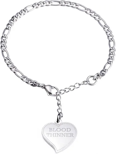 Vista 2 de Linnalove Fashion Mini Figaro cadena con encanto de corazón pulsera de identificación médica para mujer