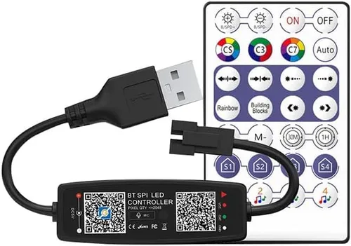 Vista 6 de WS2812B Controlador Bluetooth Music APP Control para Pixel LED Tira de luz SK6812 WS2811 WS2812 Cinta Luces DC 5V Control remoto