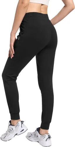 Vista 3 de HARTPOR Pantalones deportivos de algodón para mujer, pantalones deportivos para yoga, pantalones deportivos casuales para correr con bolsillos