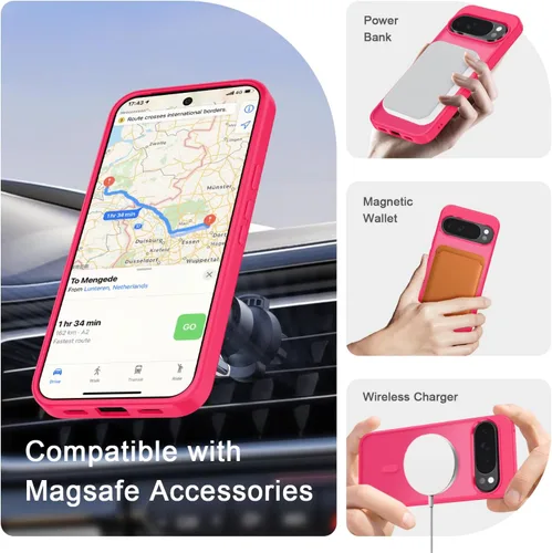 Vista 1717 de Funda para Google Pixel 10 Pro XL, cubierta magnética mate, color negro Fit for MagSafe, Screen Protector included, Shockproof Military Grade