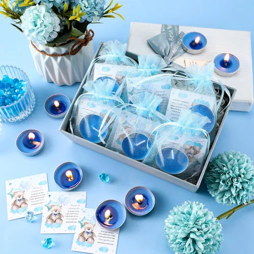 Vista 7 de Colarr Juego de 50 Velas para Baby Shower Temáticas de Oso como Recuerdos para Baby Shower, Regalos para Invitados, Incluye 50 Velas de Té, 50