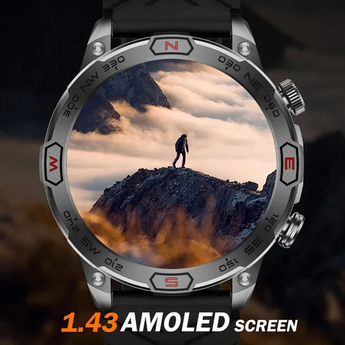 Vista 2 de Reloj inteligente para exteriores, responder llamadas, notificación de mensajes, reloj inteligente militar, compatible con iPhone, Android, linterna