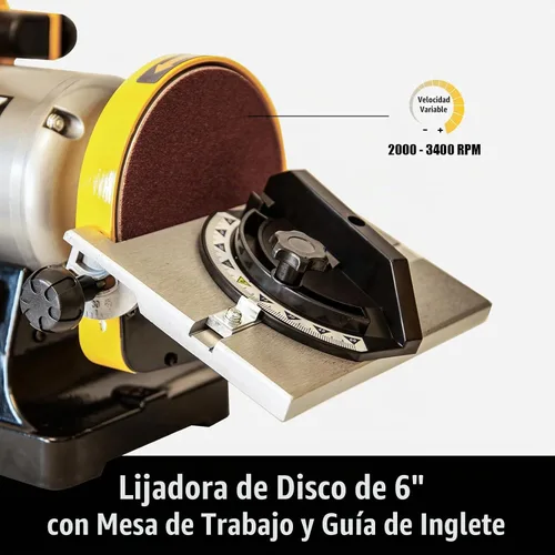 Vista 5 de Combinación de lijadora de banda de 1" x 30" y lijadora de disco de 6" de velocidad variable, motor de accionamiento directo de 3/4 HP, disco
