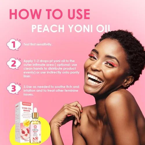 Vista 3 de Paquete de 2 aceite Yoni para mujeres, producto orgánico de cuidado femenino de melocotón, aceite esencial de Yoni 100% natural, 1 fl oz/1.0 fl oz/pc
