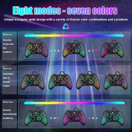 Vista 5 de Need to Upgrade LED Lighting 10ft Wired PC Controller for Xbox One, Xbox Series XS, Xbox One XS, PC Gamepad Support 3.5mm Headset Jack, RGB Light