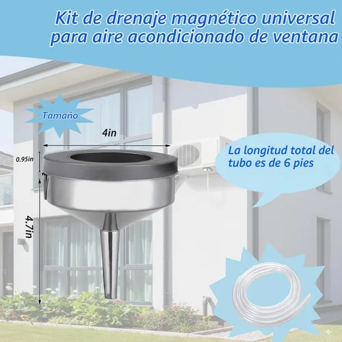 Vista 2 de Enjoyment Kit de drenaje magnético de aire acondicionado de ventana de 6 pies, kit universal de manguera de drenaje de aire acondicionado portátil