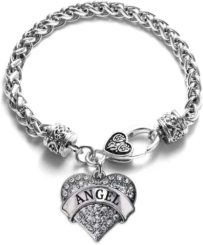 Vista 106 de Pulsera de plata con dije de corazón pavé con joyas de circonita cúbica