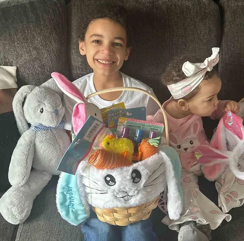 Vista 4 de DIBSIES Hoppity Floppity Bunny personalizado de 18 pulgadas (conejito gris con pajarita azul)