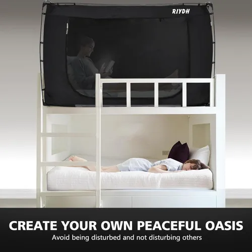 Vista 8 de RIYDH Tienda de campaña para cama tamaño individual XL para adultos y niños, diseño original, tienda de campaña portátil de ensueño para interiores