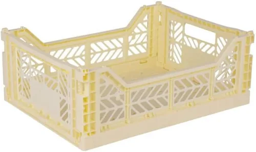 Vista 14 de AYKASA Contenedor de almacenamiento plegable, caja apilable de plástico, caja de leche (mediano, azul bebé)