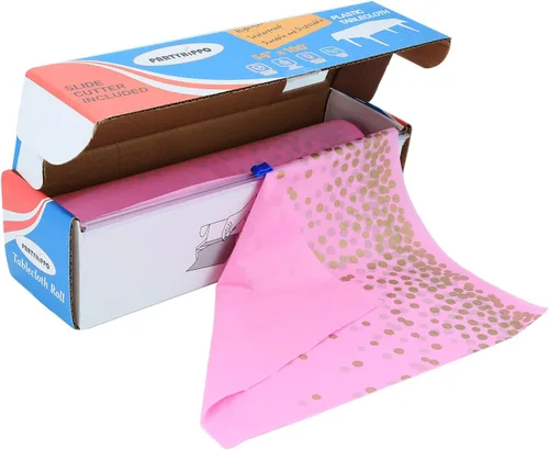 Vista 11 de Rollo de mantel de plástico, manteles de plástico de 54 x 100 pies para fiestas, desechables con caja de corte, mantel desechable cortado a medida