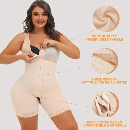 Vista 3 de welooc Fajas Colombianas - Fajas moldeadoras para mujer, control de abdomen, ropa de compresión para entrenamiento de cintura, faja completa