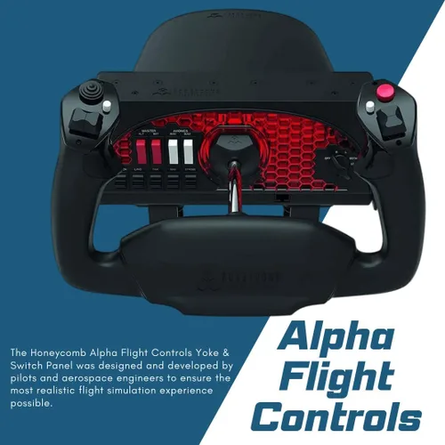 Vista 2 de Honeycomb Alpha Flight Controls Yoke con panal aeronáutico Bravo acelerador Quadrant Bundle 2 artículos