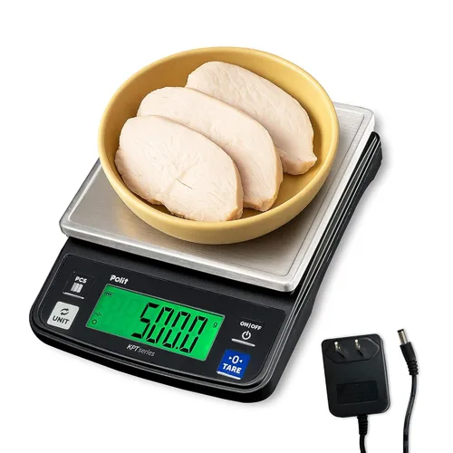 Vista 8 de Báscula de gramo digital Polit de 13 lb/6 kg, 0.02 oz para piezas pequeñas Bandeja de acero inoxidable, función de recuento de piezas, pies