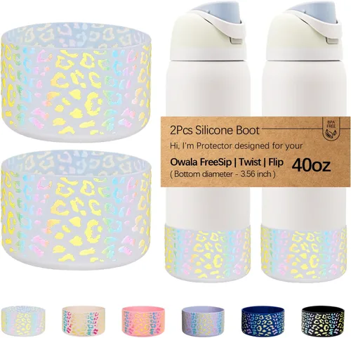 Vista 73 de WK IEASON 2 fundas de silicona para botella de agua Owala, base protectora para botella de agua Owala FreeSip Twist y Flip Flask accesorios para 3D