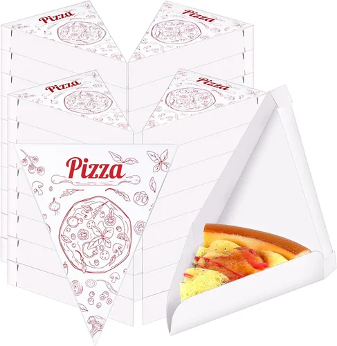 Vista 8 de Teenyyou 36 cajas de pizza desechables individuales para rebanadas de pizza de 9.65 x 7.28 x 1.77 pulgadas, soporte individual para suministros