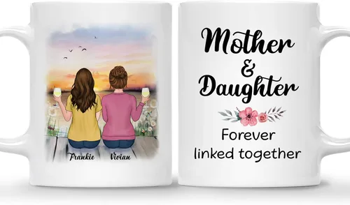 Vista 9 de Gossby Tazas personalizadas para mamá, regalos personalizados para mamá de hijas, hijos con avatares, nombres, cumpleaños, día de la madre, regalos