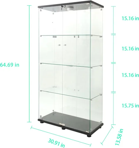 Vista 2 de JT Gabinete de exhibición de cristal, gabinete de exhibición Curio con Negro