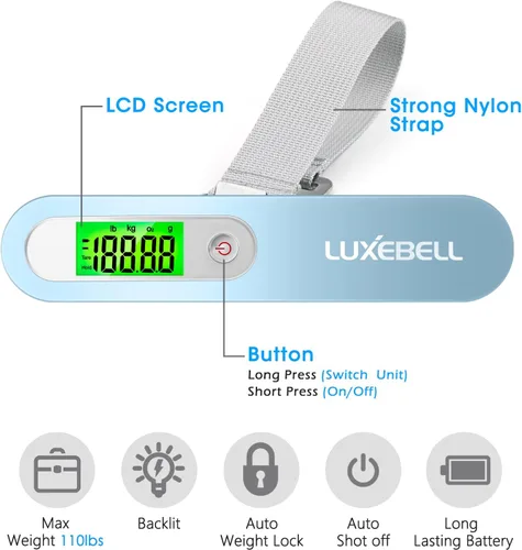 Vista 2 de Balanza digital de equipaje de regalo para maleta de viajero Balanza de peso de mano 110lbs
