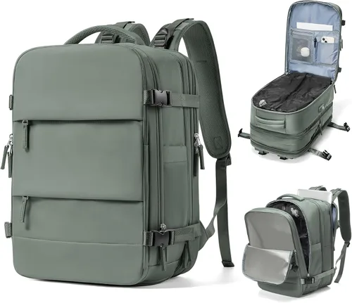 Vista 13 de Mochila de viaje grande al vacío con bomba,Mochilas para laptop para mujeres y hombres,Mochila de transporte,Bolsa de viaje para artículos Beige