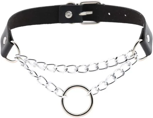 Vista 8 de Gargantilla ajustable para mujeres y niñas, gargantilla punk rock Negro