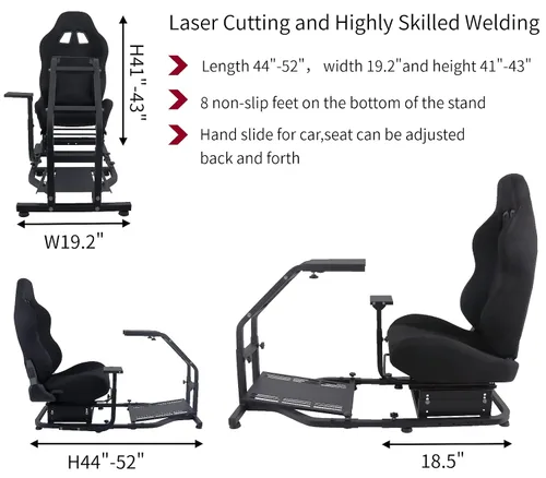 Vista 6 de Marada Racing Cockpit Frame Height Adjustable with Seat Tilt-Adjustable for G29 G920 T300RS T150 PS4 Xbox WheelPedals NOT Included