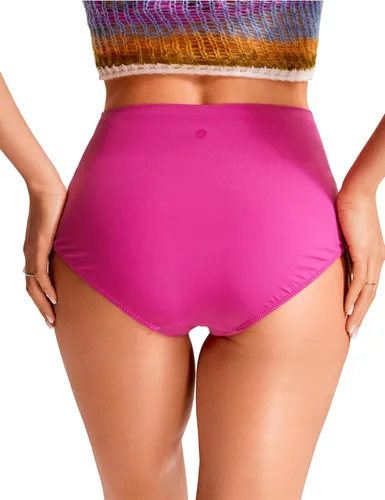 Vista 2 de CRZ YOGA Parte inferior de bikini de cintura alta para mujer, con control de abdomen, cobertura completa