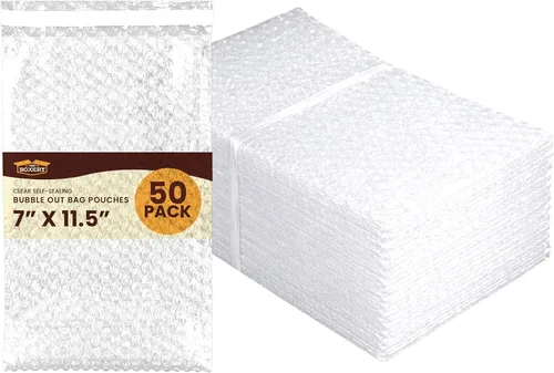 Vista 10 de The Boxery Bolsas de burbujas autoadhesivas transparentes de 3 x 5 pulgadas, paquete de 50