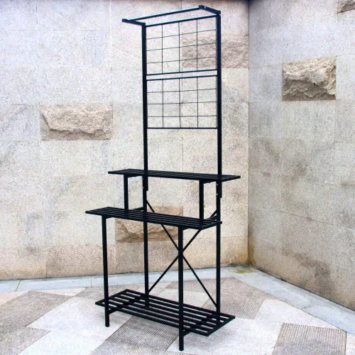 Vista 4 de Estante colgante para macetas, resistente soporte para plantas, enrejado, soporte para plantas de múltiples capas para el hogar, jardín, balcón